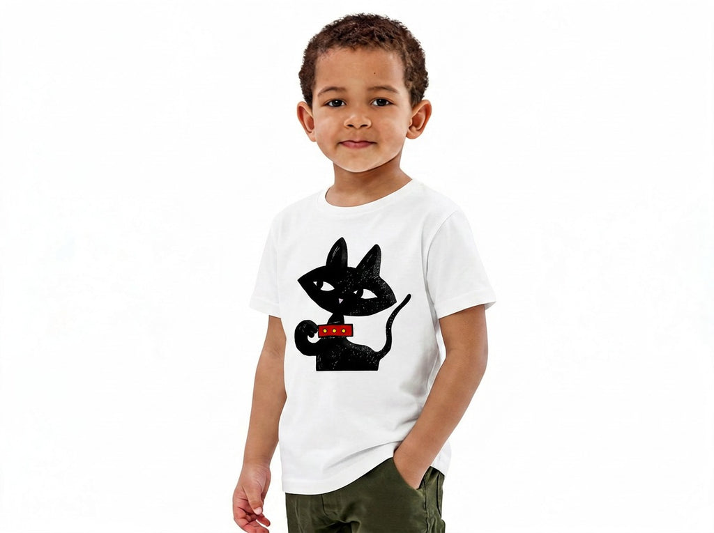 Kinder-T-Shirt – Schwarze Katze Illustration