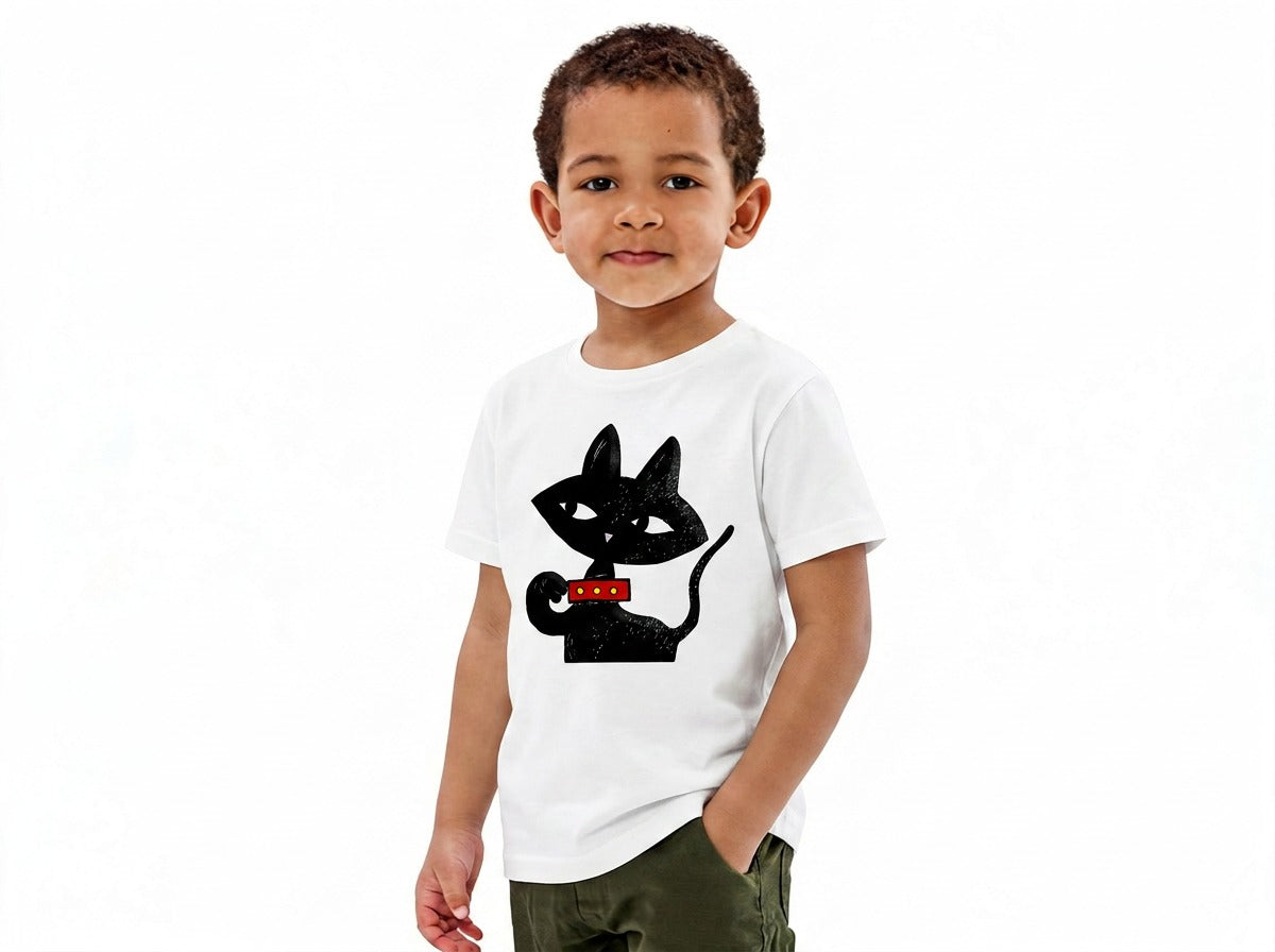 Kinder-T-Shirt – Schwarze Katze Illustration