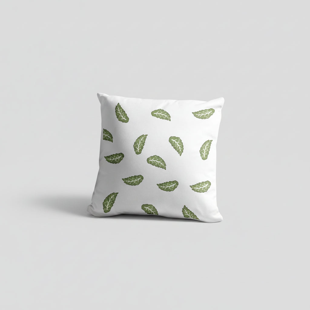 botanisches dekokissen salbeigrün blattmuster minimal natur design studio jupek studio