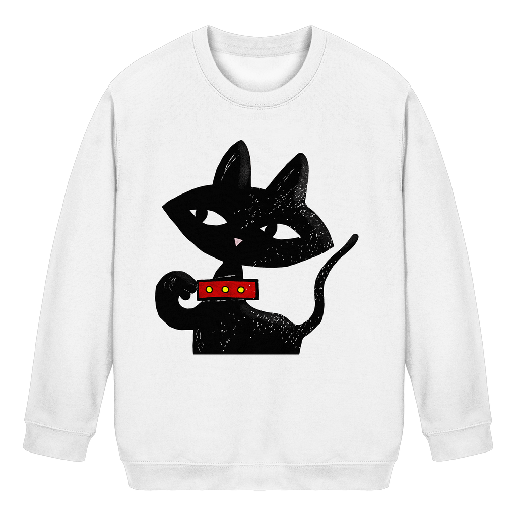 Kinder-Sweatshirt – Schwarze Katze Illustration