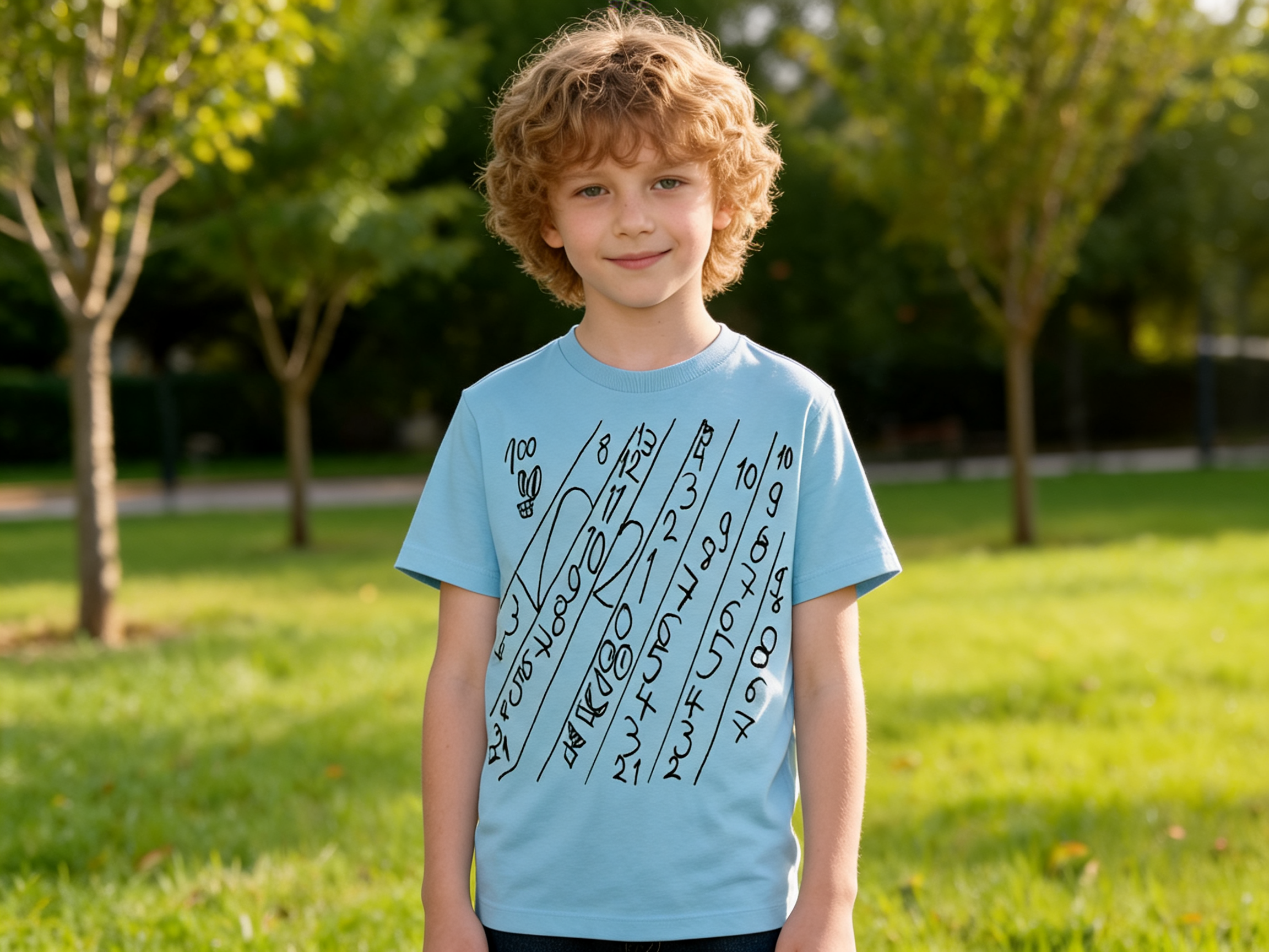 Blaues Kinder-T-Shirt mit Numeric-Drift-Design und grafischem Zahlenprint im Freizeit-Look
