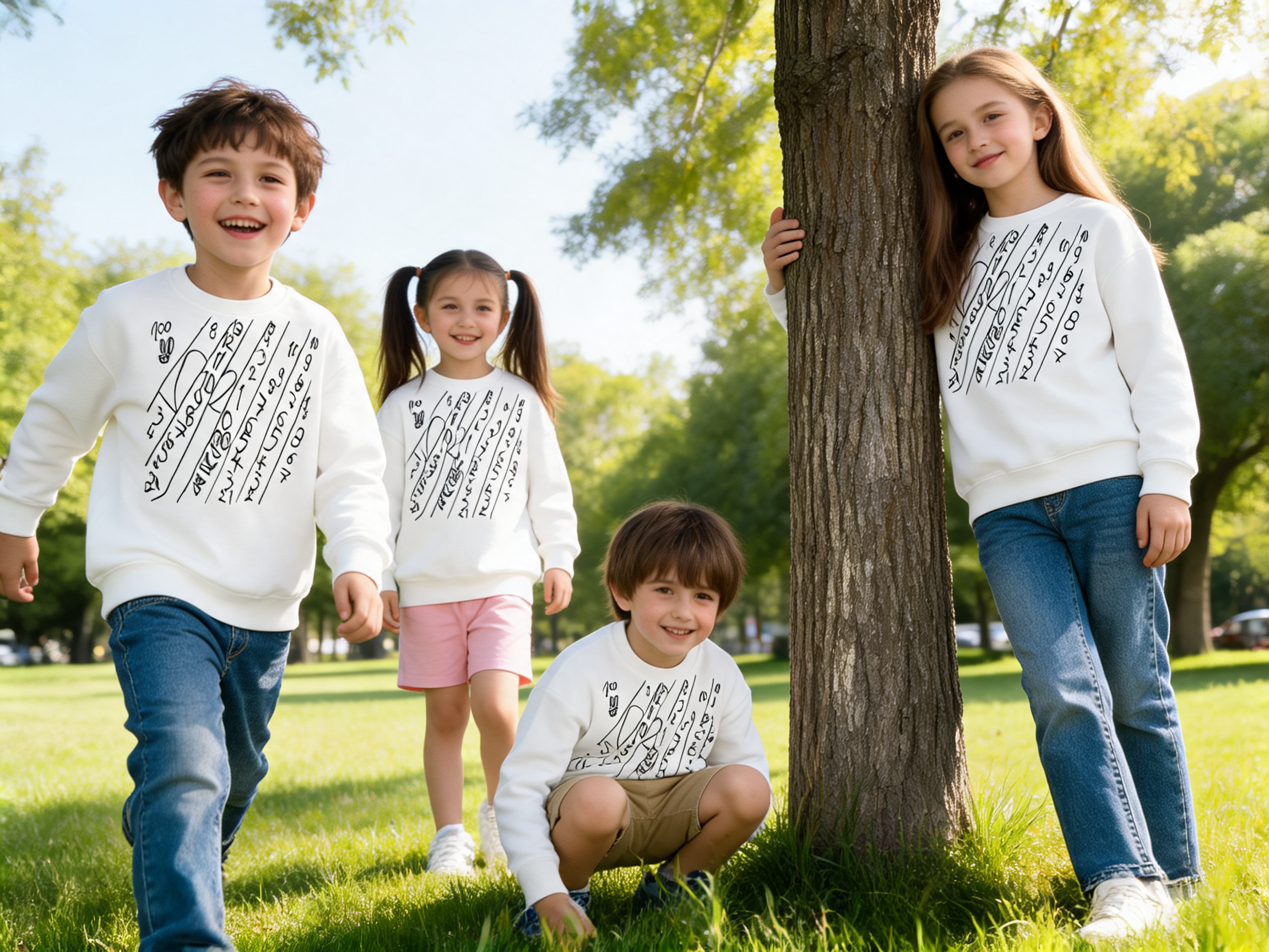 Kinder-Sweatshirt mit Numeric-Drift-Design, getragen von Kind in modernem Lifestyle-Mockup