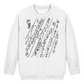 Weißes Kinder-Sweatshirt mit handgezeichnetem Numeric-Drift-Zahlenmotiv von JUPek Studio